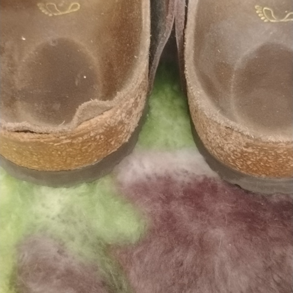 Birkenstock Boston Brown Leather Mules Shoes L8 M6 - Picture 7 of 7